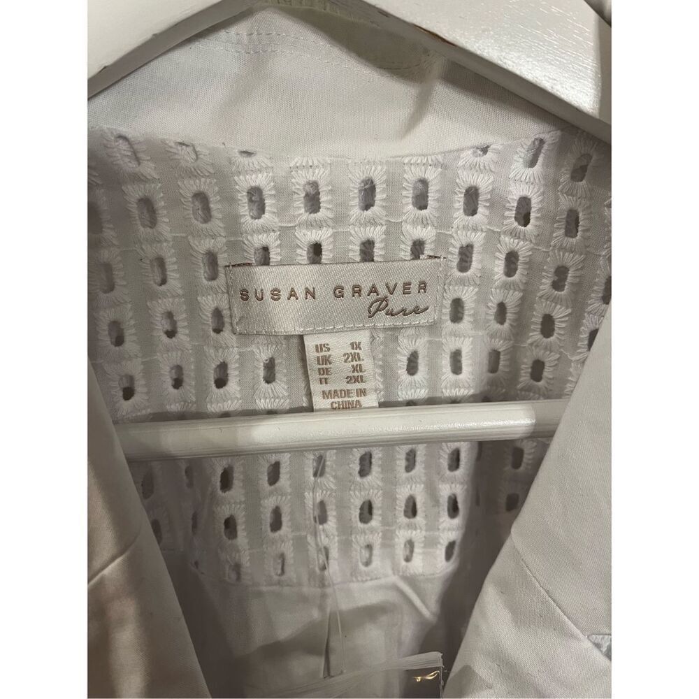 Susan Graver White Eyelet Blazer sz 1X NWT - Picture 4 of 8